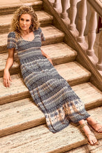 Load image into Gallery viewer, Ruched Top Short Sleeve Maxi Dress