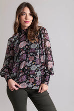 Load image into Gallery viewer, Ruffle Neck Shirred Cuff Blouse

