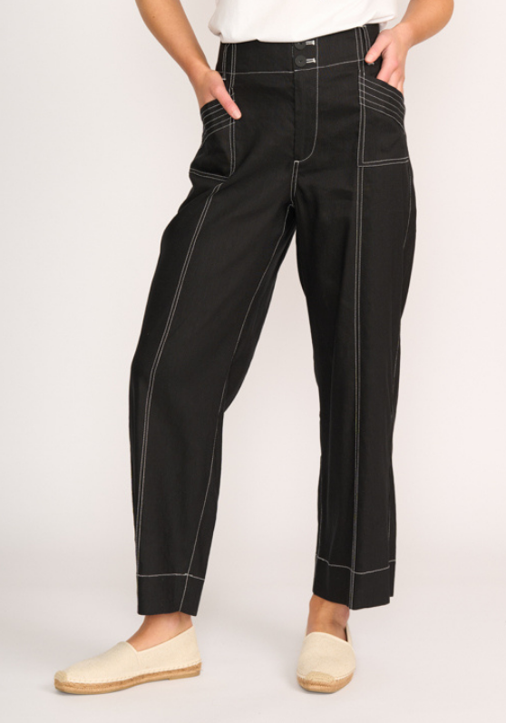 Wide Leg Contrast Stitch Trousers