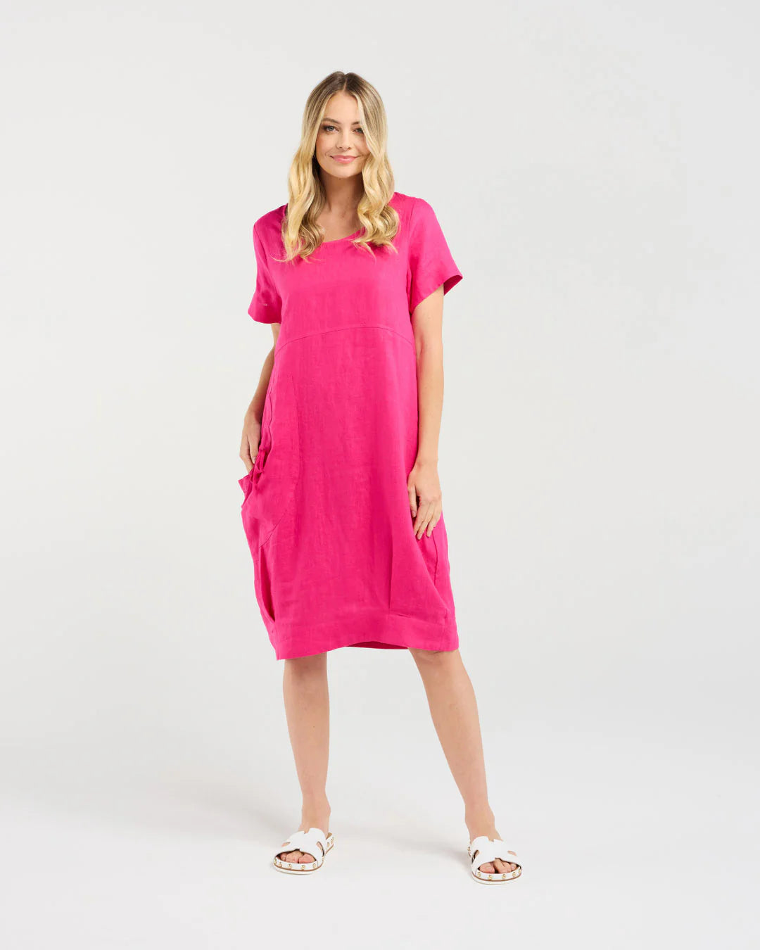 Lilian Linen Bubble Hem Dress