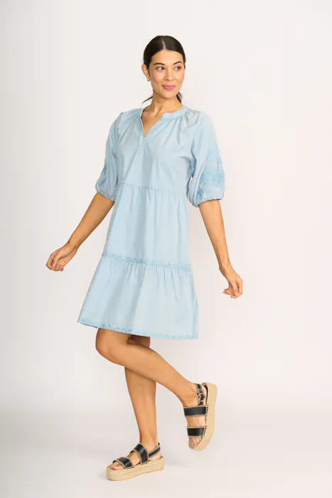 Embroidered Tiered Dress