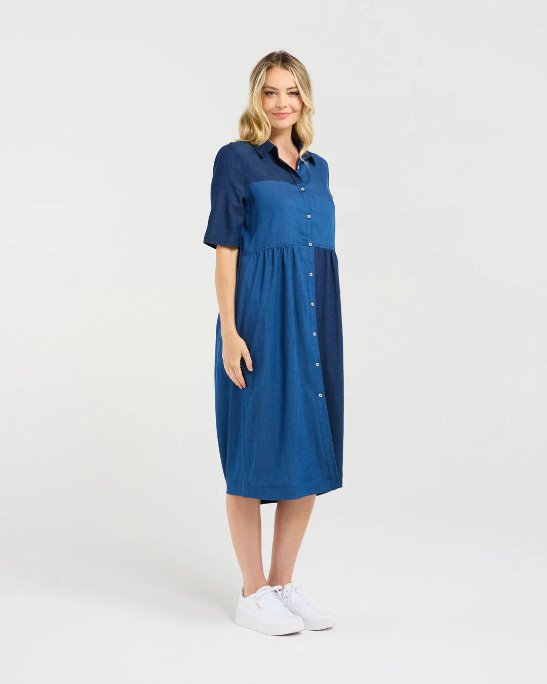 Elise Patchwork Denim Dress