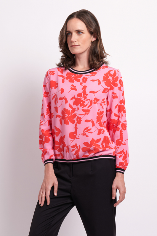 Sheer Sleeve Rib Detail Top