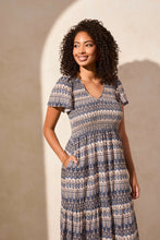 Load image into Gallery viewer, Ruched Top Short Sleeve Maxi Dress

